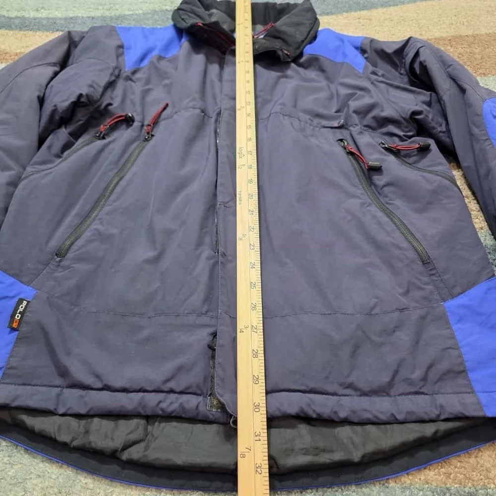 Vintage Polo Ralph Lauren Ski Jacket Mens Large Blue Insulated Coat Nylon Shell
